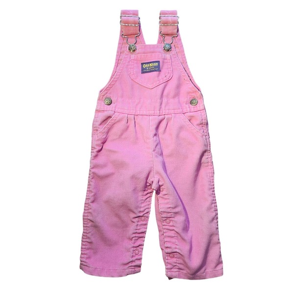 VTG OshKosh Bgosh Vintage Corduroy Overalls Pink Baby Girl 12 Months Osh Kosh - Picture 1 of 8